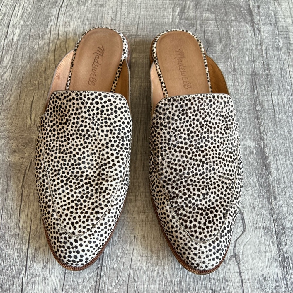 Madewell The Frances Loafer Mule in Spotted Calf Hair Size 8